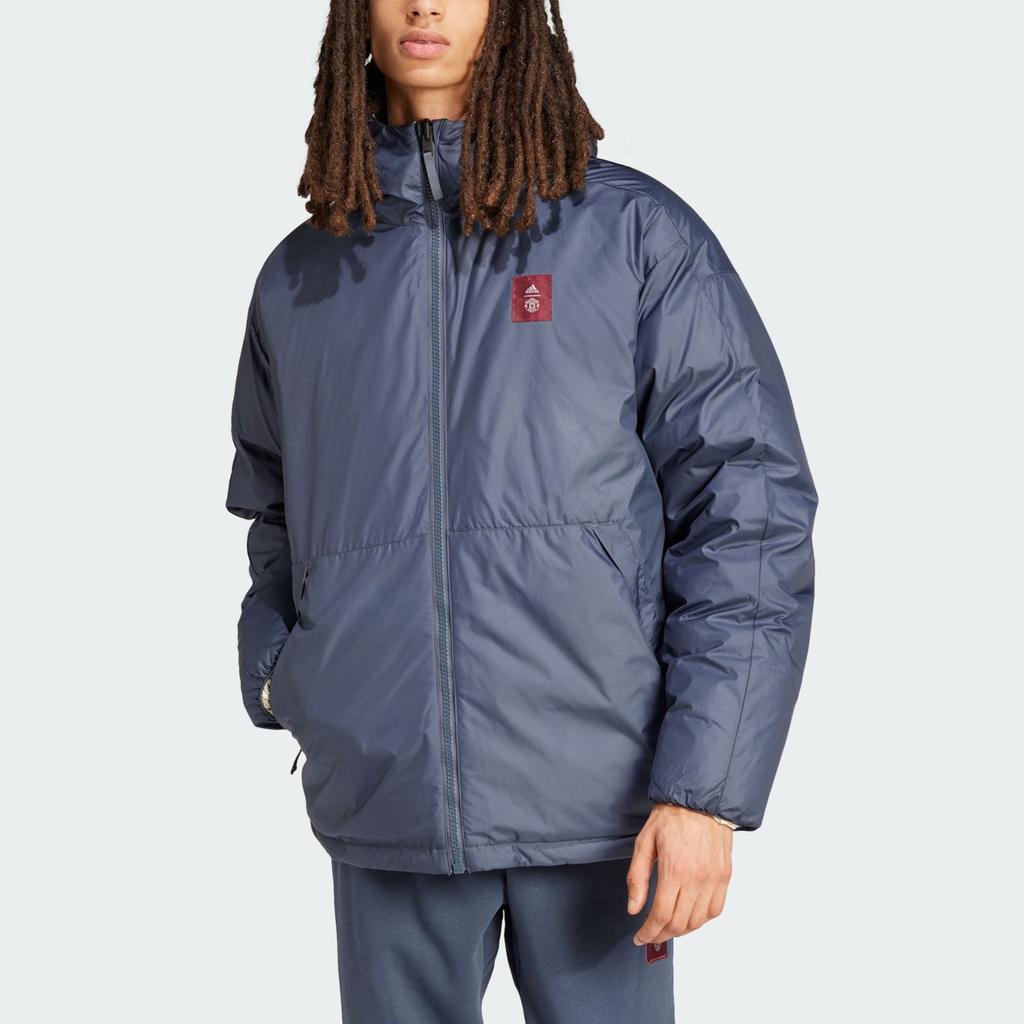 Adidas Manchester United FW24 Sports Manchester United Football Casual Culture Reversible Warm Cotton Jacket Men Jacket Dark-Gray Cream IT4182