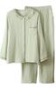 Long Sleepwear Women's Fall/Winter Pajamas, 4-Layer Gauze, 100% Cotton, Breathable, Breathable, Sleeves, (JP, Alphabet, M, Avocado)
