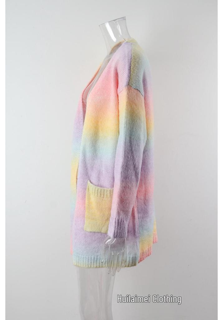 Cardigan en maille arc-en-ciel Hiver 2026 Grande Taille pour Femme