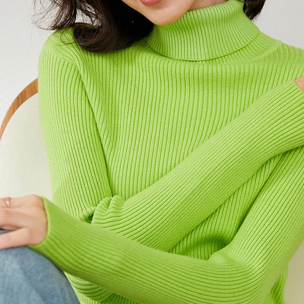 2026 Autumn Winter Women's High Neck Ribbed Knit Sweater - Thick Slim Fit Pullover
