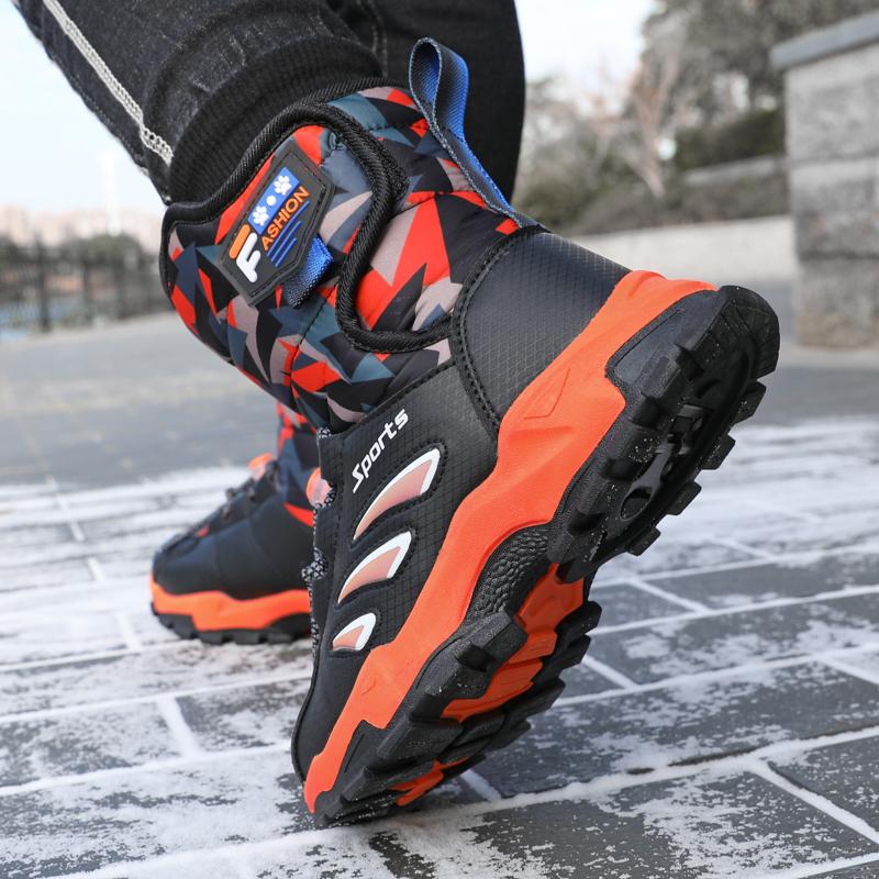 Детская зимняя плюшевая теплая спортивная обувь с высоким берцем из хлопка — фото 17