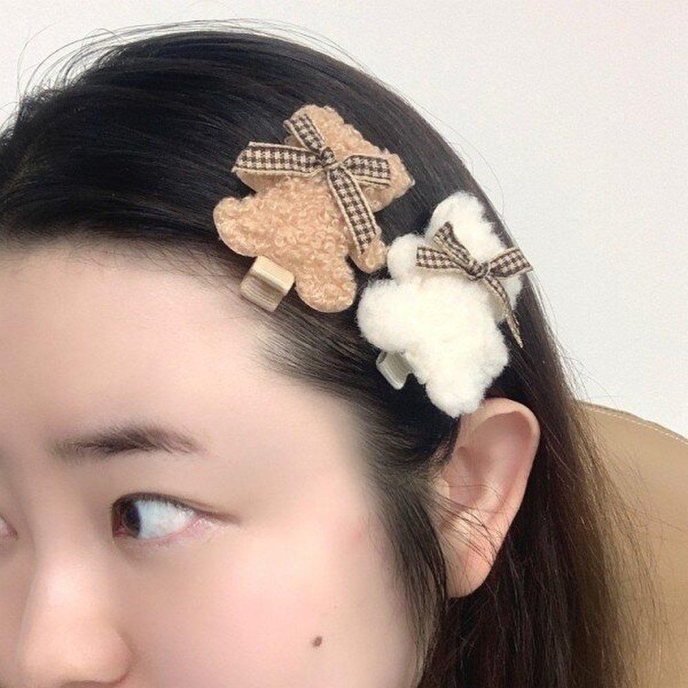 

Mno Poggle Bear Shaped Hair Clip Bangs Hairpin white