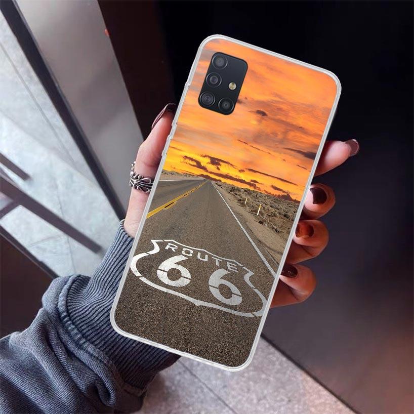 America Route 66 Phone Case For Samsung Galaxy A52 A51 A50S A32 A22 A12 A02S A72 A71 A31 A70 A30S Note 20 Ultra 10 Plus S10 Gala