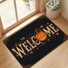 Newest Vintage Welcome Pumpkin Maple Leaf Border Black Halloween Doormat Non Slip Front Door Decor Floor Mat