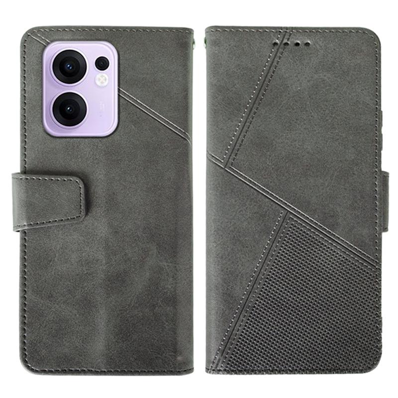 

For Oppo Reno13 F 5G Case Leather Wallet Phone Cover Stand Calf Texture Grey