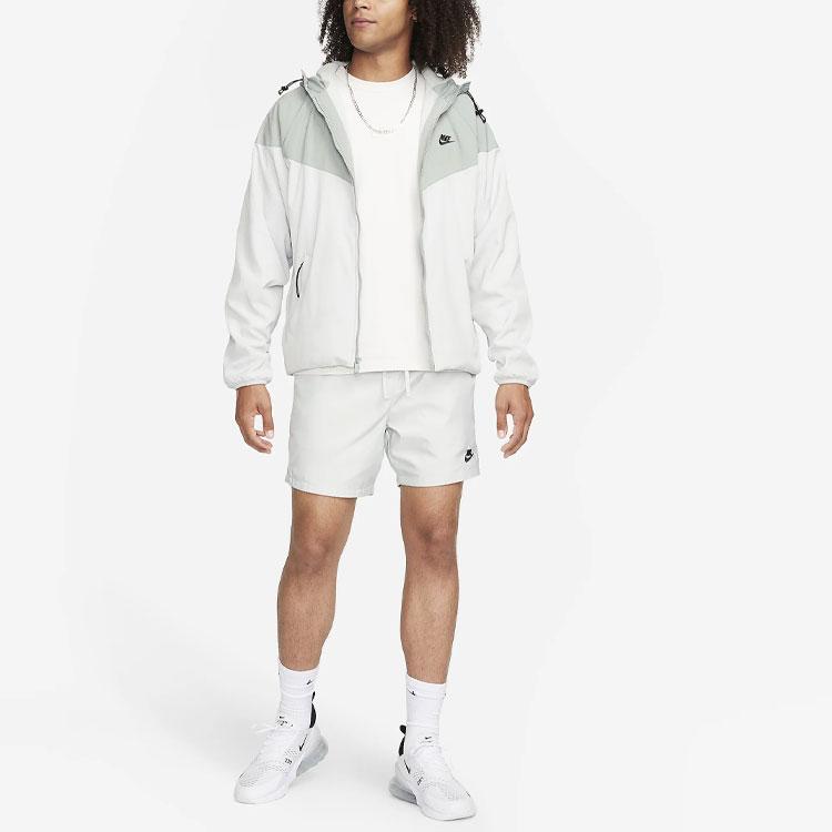 Nike Sportswear Windrunner Logo Embroidered Color Block Loose Casual Hooded Jacket Men jackets Iridescent-Green FB8618-330