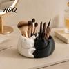 Makeup Brush Storage Cup 3D Printed Cat Pen Holder Cute Sleeping Kitty Stationery Organizer 2-in-1 Multifunctional Box for Brushes Desktop Organizer