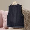 Women's Tencel Round Neck Denim Vest