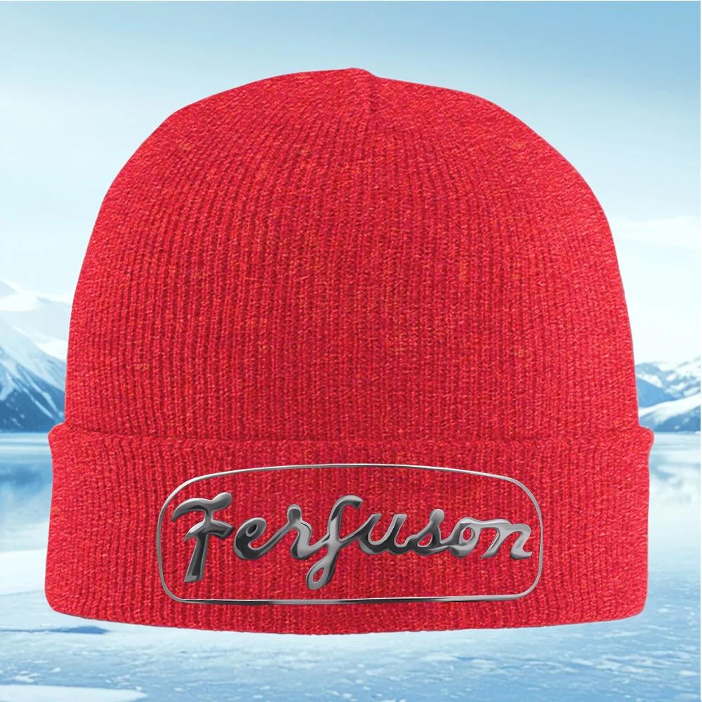 Ferguson stylish metallic logo design Unisex Women Unisex Knitted Hat Beanie Pullover Cap Winter Thermal Warm Christmas Outdoor Cyc