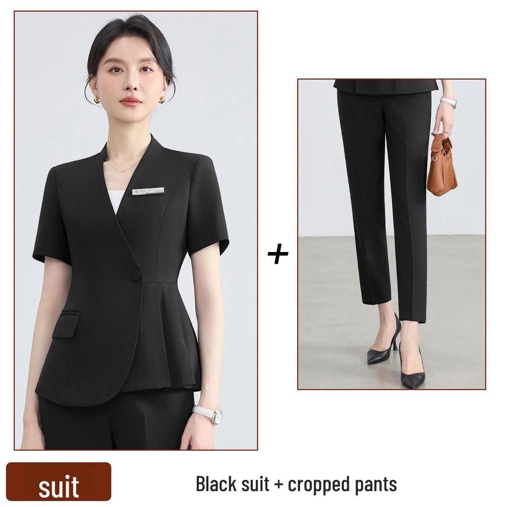 2026 Women's Summer Professional Suit: Short Sleeve Formal Fashion for Hotel Reception and Jewelry Store Workwear