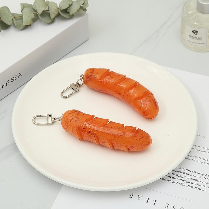New Realistic 3d Hot Dog Keychain Creative Food Model Photography Prop