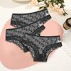 FINETOO 3PCS Women's Lace Panties Sexy Perspective Underwear Briefs Female Solid Color Hollow Out Lingerie Floral Intimates S-XL