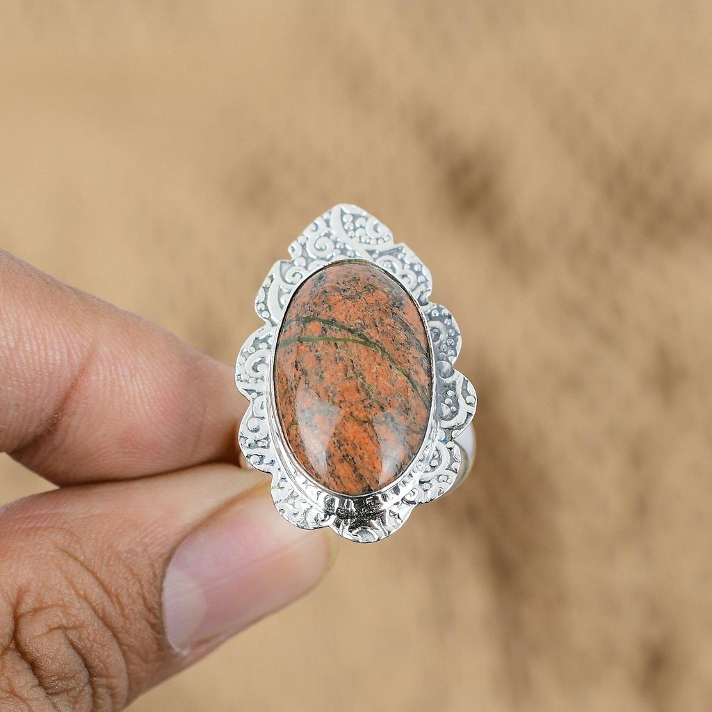 Memorial Day Sale Oval Grass Garnet Gemstone Sterling Silver Handmade Wife Ring