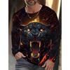 Vintage pánské tričko s dlouhým rukávem Košile s 3D potiskem Móda Zvířecí Leopard Grafika Oblečení Topy s rukávy Muži Oversized Streetwear