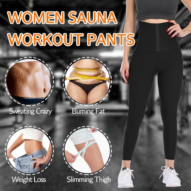 Damer Bantande Thermo Svettbyxor Magkontroll Träningsleggings Kroppsformare Träning Bastu Kompr Byxor