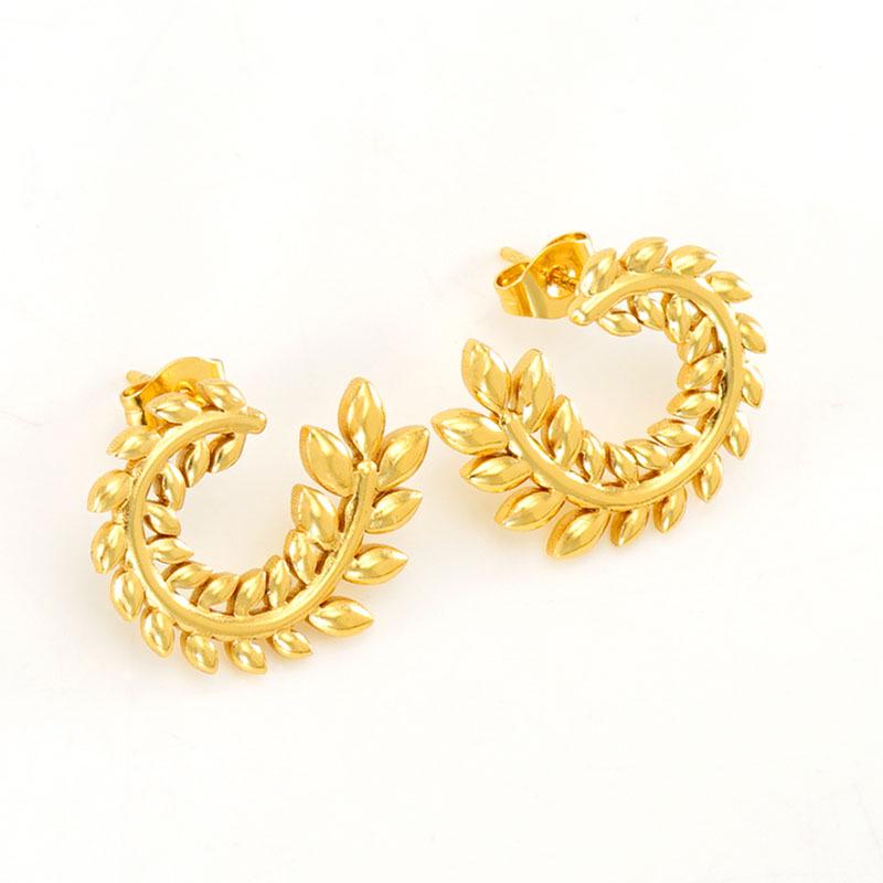 2023 Elegant Wheat Ear Design Stainless Steel Hoop Earrings: Versatile, Simple, and Luxurious
