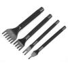 Kit 4 Pz Scalpelli a Dente Strumento Fai da Te per Lavorazione Pelle Scalpello per Pelle Fai da Te Elettroplaccatura Nera 5mm