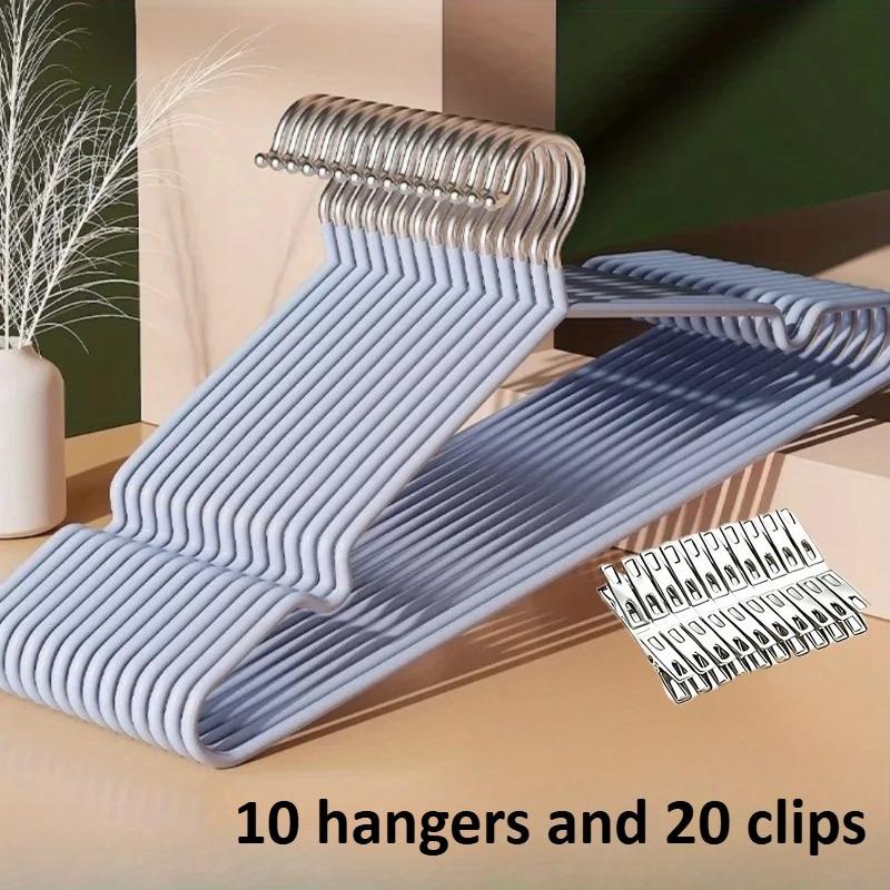Upgrade Your Closet:10 Hangers and 20 Clips,Heavy Duty,Space Savers for A Tidy Home & Boutique Organization Bedroom Closets