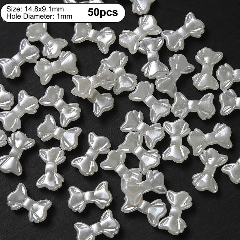 50Pcs 11Mm Acrylic Imitation Pearls Cartoon Bowknot Suitable For Making Bracelet Necklace Needlework Diy Accessories