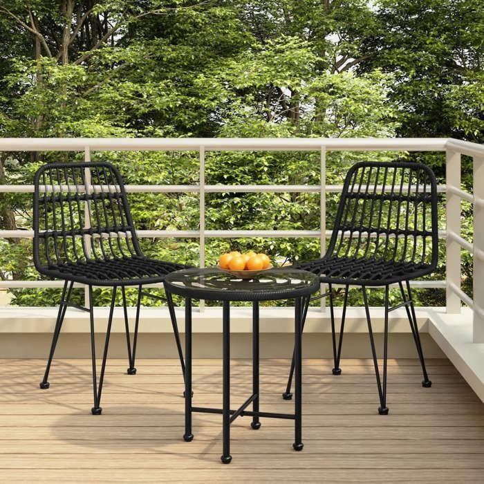 VidaXL 3-Piece Garden Dining Set Black Wicker, Patio Set, Garden Bistro Set, Set of 3157832