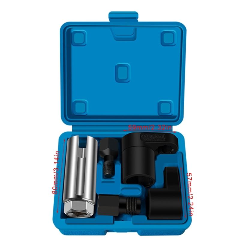 5Pcs Oxygen Sensors Socket Wrench Set Sensors Tool With Thread Chasers, 1/2" And 3/8" Drive 22mm Socket For Auto Repair