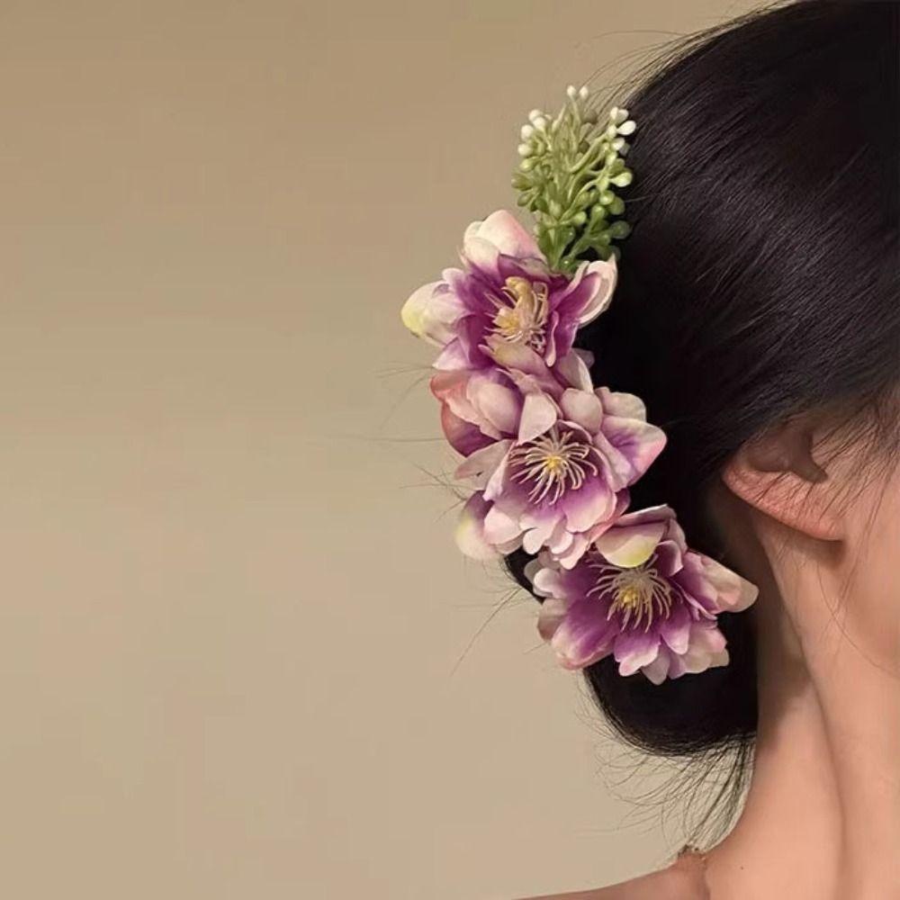 Ethnic Style Flower Hair Comb Sweet Wedding Bride Accessories Water Splashing Festival