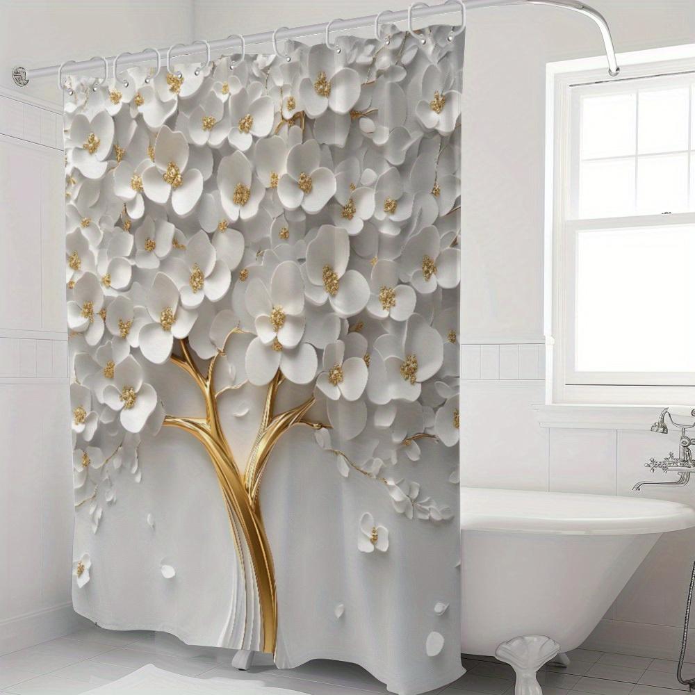 White Blossom Tree Shower Curtain - Elegant Bath Decor, Perfect For Those Who Love Nature-Inspired And Serene Designs