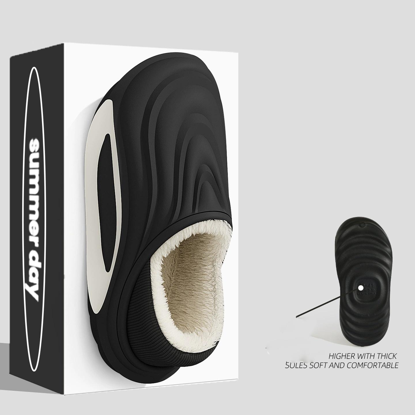 

Winter Thickened Slip Resistant Lined Slippers Lightweight EVA Indoor Outdoor Home Leisure Shoes with Soft Fabric Lining 44-45