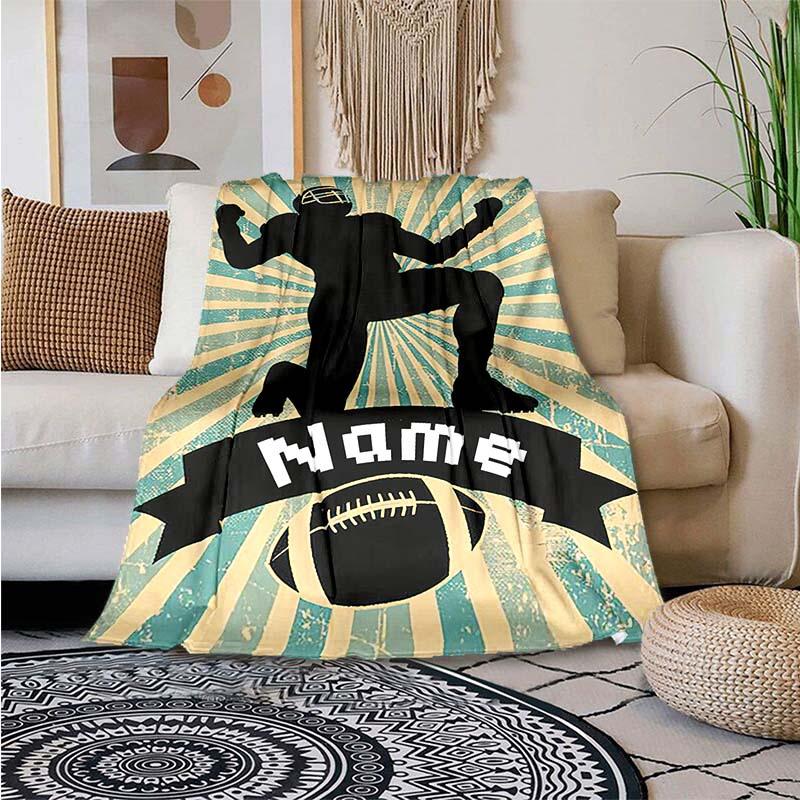 Football Hat Customize Your Name Blanket Used For Chair Office Sofa Bed Camping Soft And Warm Giving Friends And Relatives Birthday Graduation Gift
