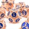 7 Pcs Copper Blue Meteor Hammer Metal Dice Solid Metal Polyhedral Dice Set Suitable for Role-Playing RPG  Board Game Card Game
