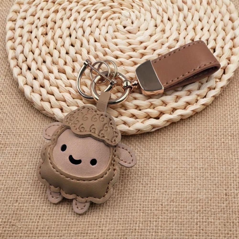 Cartoon Goat Pendant Braided Rope Goat Car Keychain Rich and Lucky Pu Sheep Keychain Women