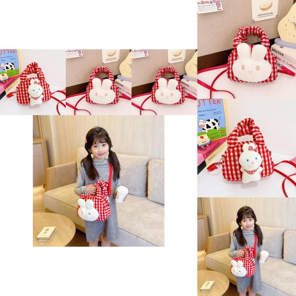 Trendy Checkered Plush Rabbit Handbag For Children Perfect For Everyday Use And Playtime Adventures