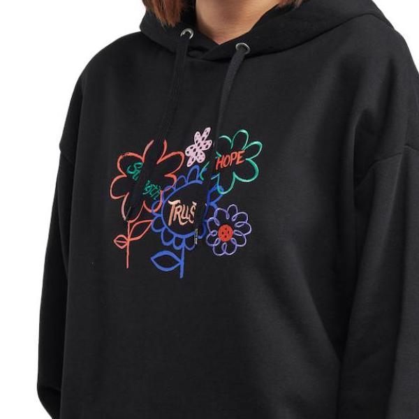 Vans Floral Print Hoodie With Long Sleeves Women Tops Black VN0A5LK2BLK