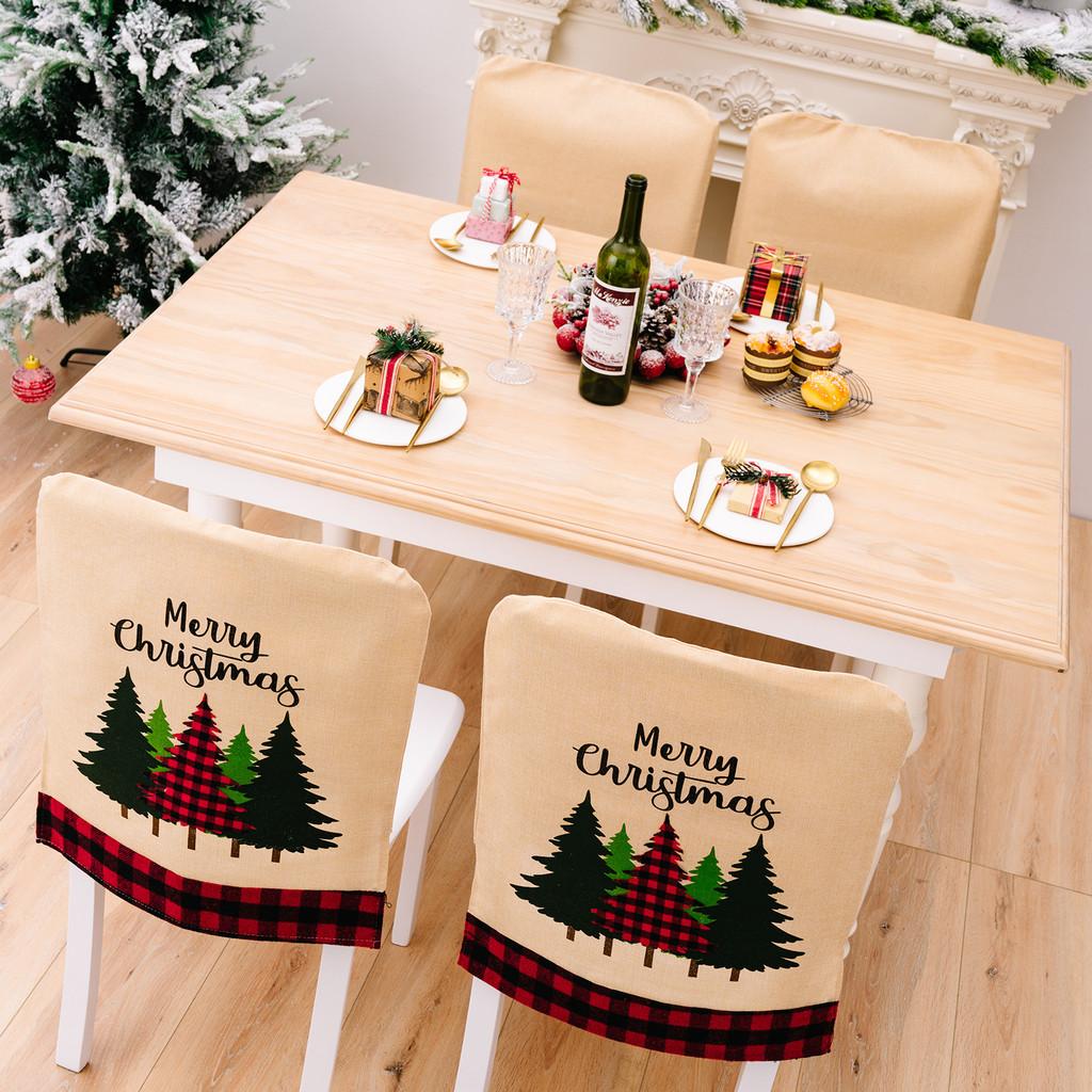 Merry Stylish Christmas Chair Cover With Rustic Burlap And Plaid Design Celebrations For