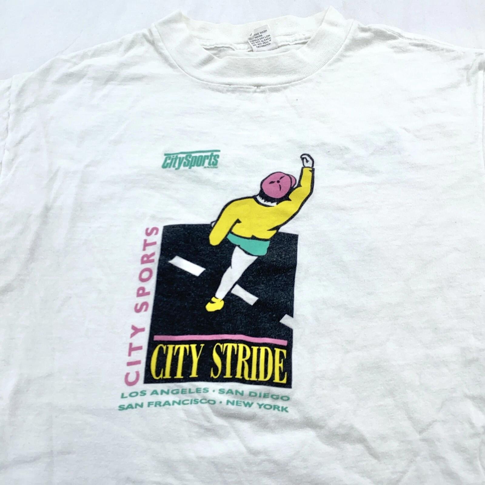 

vintage 90s CITY SPORTS CITY STRIDE LOS ANGLES T-Shirt SMALL rockport walking S