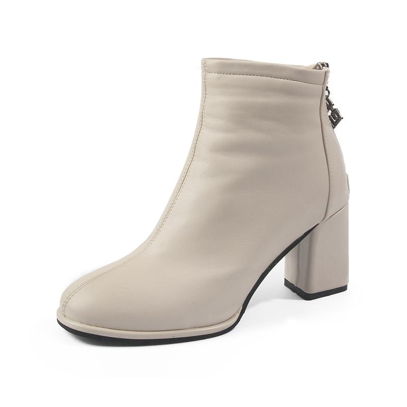 

Женские толстые каблуки модные сексуальные высокие сапоги кожаные туфли модные сапоги с молнией сзади модные женские туфли 39 бежевый