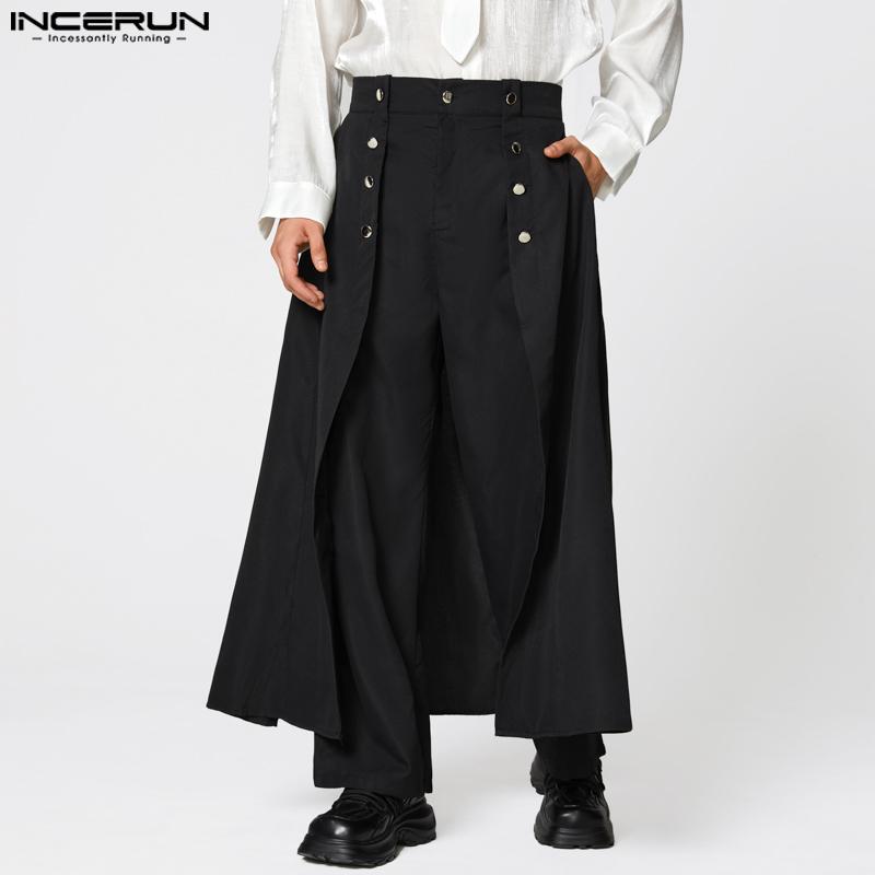 INCERUN Spring Men Zip-up Waist Double Layers Casual Long Pants Trousers