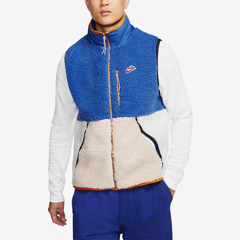 Nike Vests Men's Blue Stand Collar Thickened And Fleece Lined Other CD3142-480