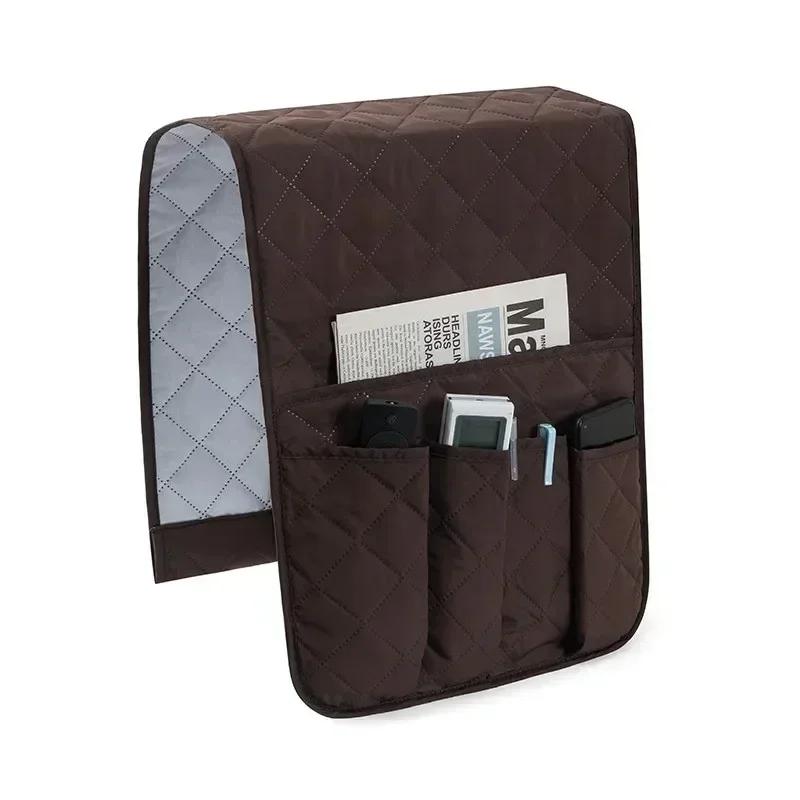 

Диван-подлокотник-органайзер с 5 карманами и подстаканником, поднос, подвесная сумка для хранения на диване, кресле, телевизоре, пульте дистанционного управления, мобильном телефоне кофейный