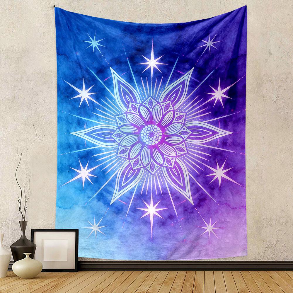 Mandala Flower with Cosmic Starry Background Patterned tapestry home decor, suitable for bedroom and living room, gift