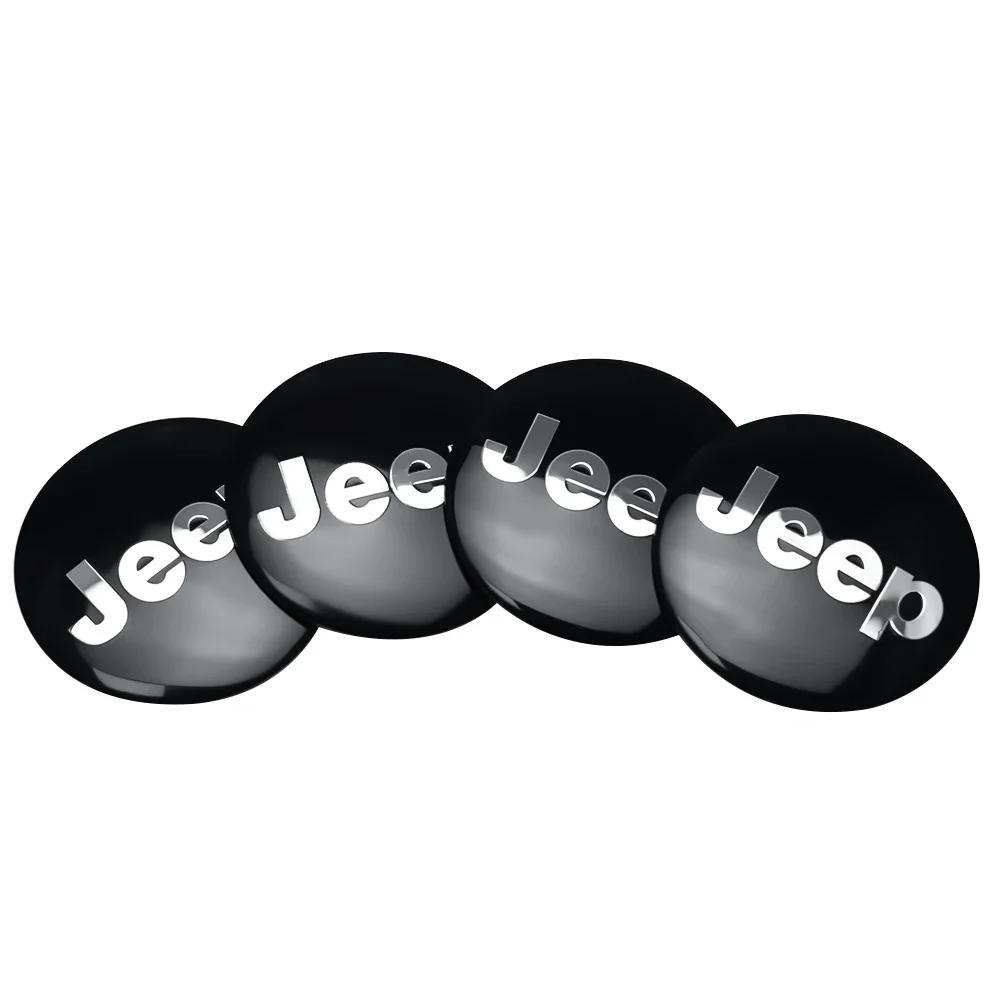 For Jeep Compass Renegade Wrangler JK Patriot Grand Cherokee Rubicon Patriot 4pcs 56mm Car Wheel Center Cover Sticker Hub Cap