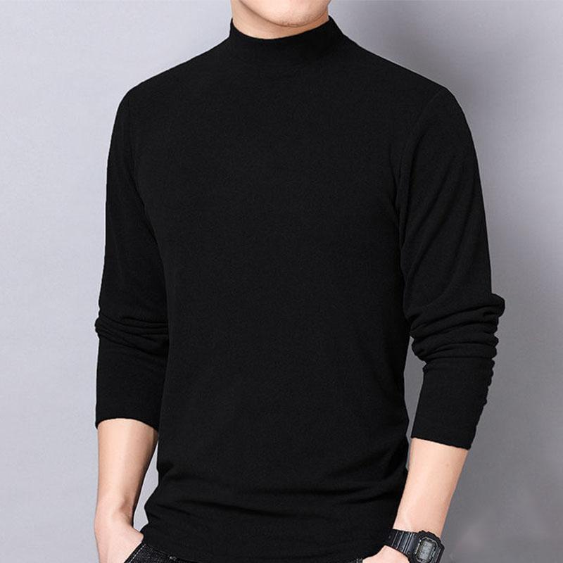 

Двусторонний флисовый осенне-зимний свитер плюс бархатная теплая трикотажная рубашка со средним воротником, подходит для мужчин молодого и среднего возраста M чёрный