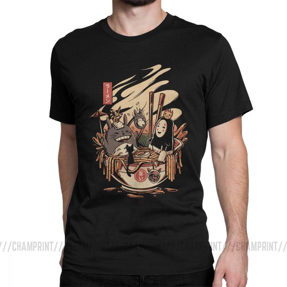 Ramen Pool Party T Shirt For Men Japanese Harajuku Miyazaki Hayao Totoro T Shirts Novelty Pure