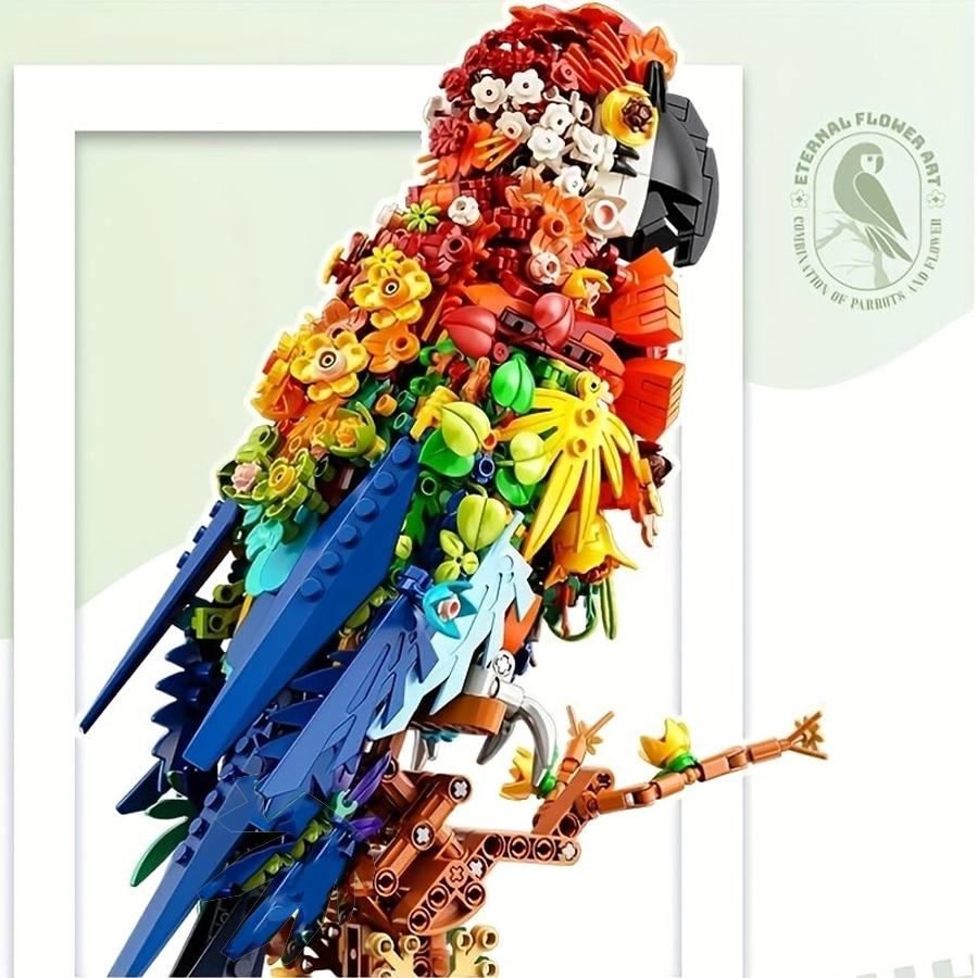 Kreativní 1100 ks Stavebnice Papoušek Ptačí Sada Květinové Zvířecí Série Model Sestavovací Cihlička Domácí Dekorace Hračka Dárek Pro Děti