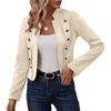 Damen Casual Business Langarm Jacke mit Frontöffnung Slim Fit Cropped