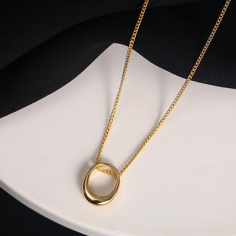 316L Edelstahl Ring Halskette Neue Damen Nicht Verblassen Einfache Anhänger Schlüsselbein Kette Frauen