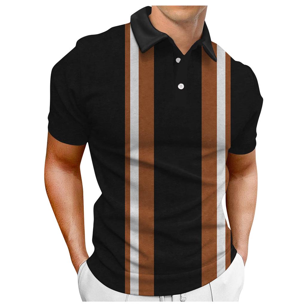 Men's Shirt Golf Shirt Retro Color Contrast Outdoor Street Short Sleeves Button-Down Print Clothing Apparel Fashion Designer Casual Breathable