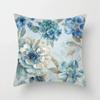 Blue Flower and Bird Print Decorative Pillowcase Living Room Office Ornaments Home Pillowcase
