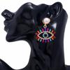 Exaggerated Rhinestone Devil's Eye Fan Earrings