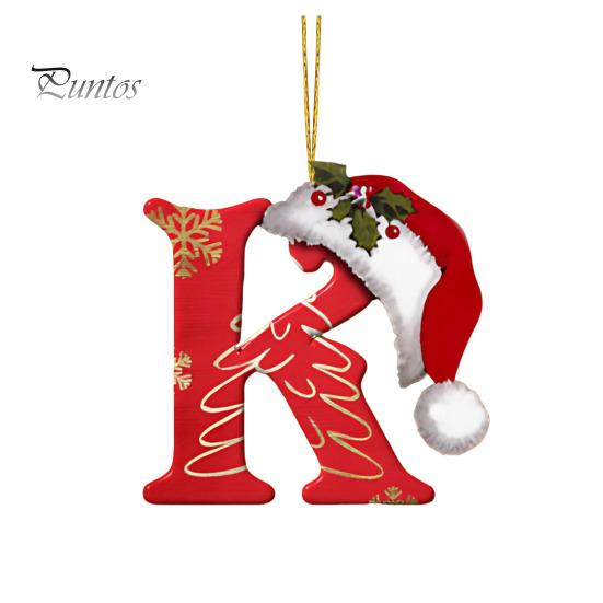 

26 букв, елочные украшения, рождественские буквы алфавита с подвеской в виде шапки Санты, акриловое подвесное украшение для домашнего офиса, автомобиля, декор K